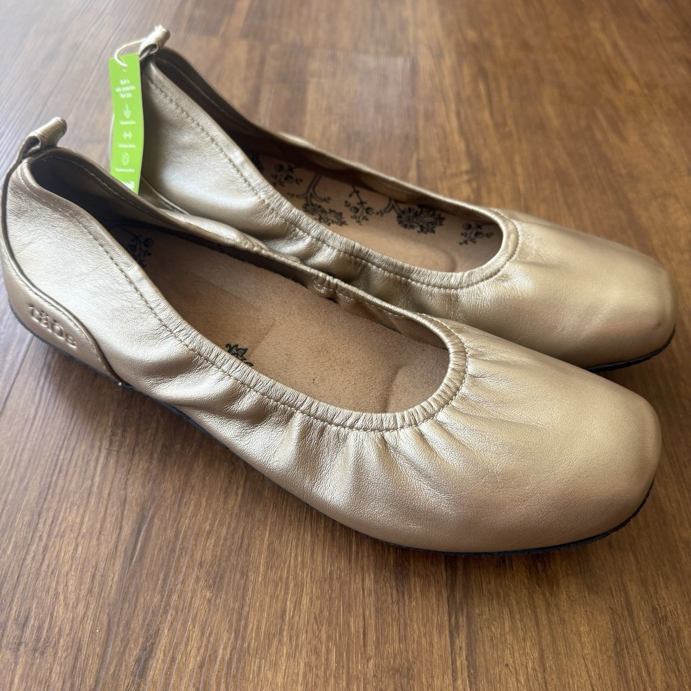 Taos Chit Chat Ballet Flats Womens 10 Champagne Metallic Leather Comfort Shoes